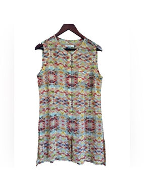 CAbi Avery Tunic Sheer Lightweight Colorful Sleeveless Size M